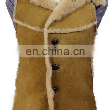 women's lamb mouton vest with hood