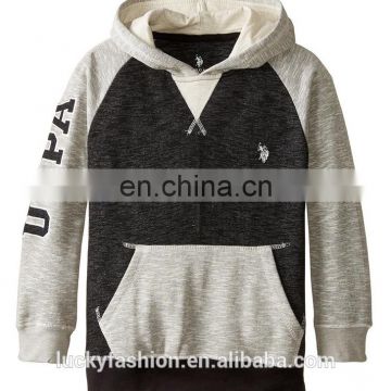 Custom Latest Big Boys' French Terry Grey Sport Thin Pullover Hoodies for Men