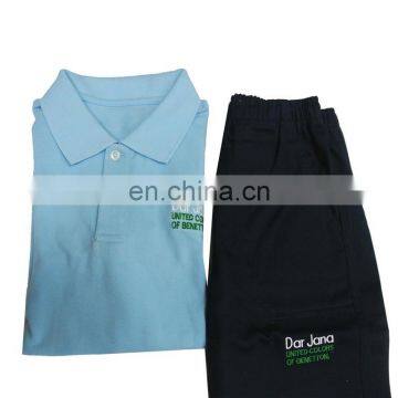 Blue and Black Color 100% Cotton School Uniform Sport Wear Uniforms for Students photo-2