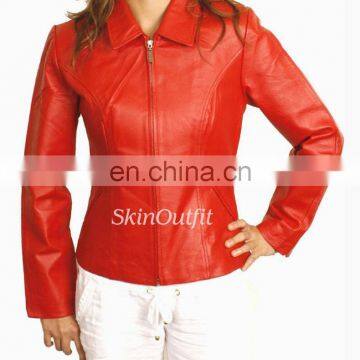 Motor leather jacket for women