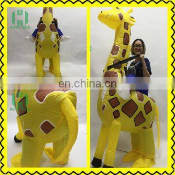 New products yellow inflatable giraffe costume Polyester costume animal costume for kids and adult