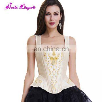 Sexy White Waist Reducing Halloween Women Printed Western Corset Tops