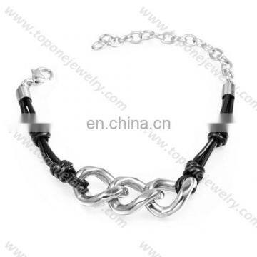 New fashion leather bracelets with stainless steel clasp wholesale jewelry bracelets