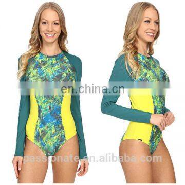 zip back one piece custom printed rash guard