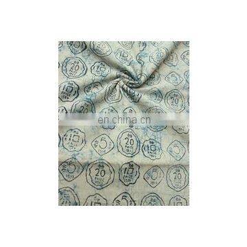 Coins Indigo Handblock Printed Fabric