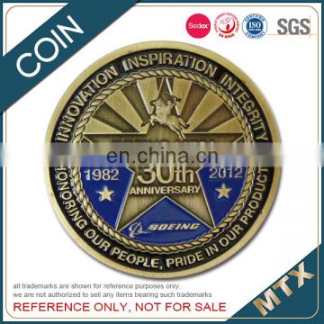 Copper stamped soft enamel souvenir coin with diamond cut edge manufacturer