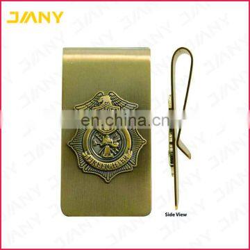 Custom Antique Collectible Gold Plated Brass Inlaid Black Enamel Money Clip