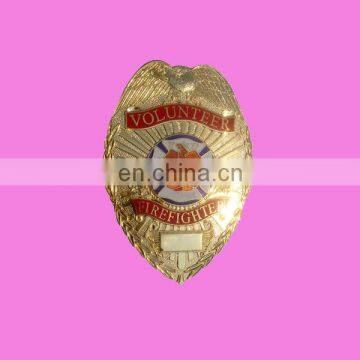 custom metal firefighter badge with gold plated