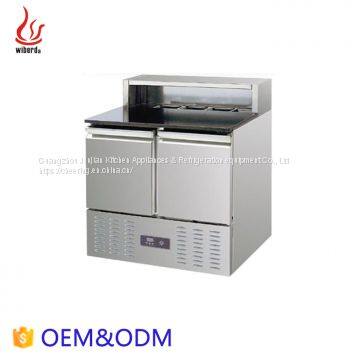 Marble Double Doors Work pizza prep table chiller with backrest