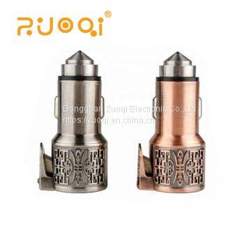 Cell Phone Car Charger Cutter and Safe Hammer 2 Port Usb Car Charger Fast Car Charger for Iphone photo-3