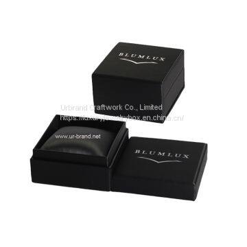 Urbrand custom logo lid off PU watch box single PU leatherette watch gift box with sponge pillow