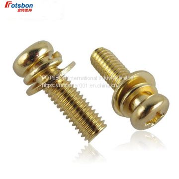 M4/M5 Cross Recessed Small Pan Head Screw Single Coil Spring Lock Washer Assemblies Nickel Plating Screws Vis DIN6900 ISO10664