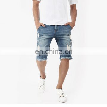 DiZNEW Manufacturers Wholesale Ripped Straight Half Pants Shorts Jeans Men