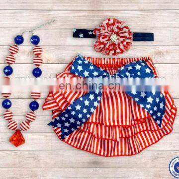 Newborn Baby Ruffle Chiffon Diaper Cover Cute Red White Polka Dot Bloomer With Headband and Necklace Wholesale photo-4