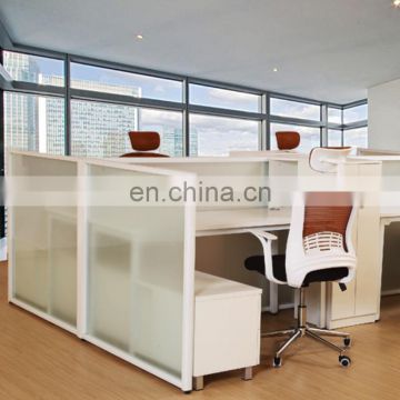 Used Office partition wall, modern 4 person L shape glass partition office partition