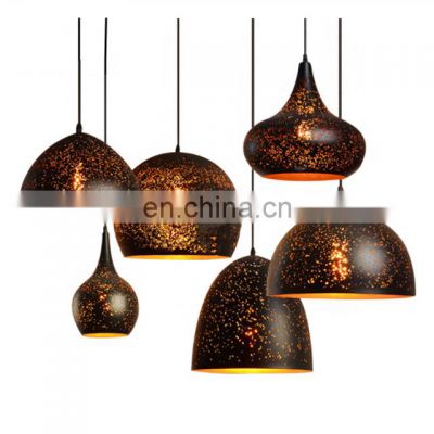 2019 Retro LED Pendant Lights LOFT Art Hollow Carving Etched Wrought Iron Single Head E27 Chandelier Lamp Bar Lighting Fixture