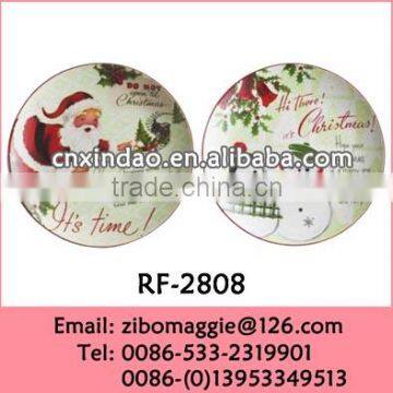 Round Shape New Christmas Designed Wholesale Decoration Ceramic Dish Plate