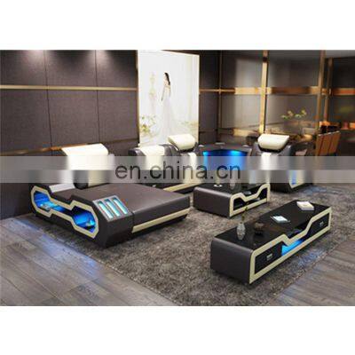 Solid wood leather sofa living room sofa U-shaped corner modern high-end sofa set