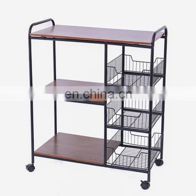 K&B metal storage rack shelf with drawer multifunctional storage racks holders with wheel