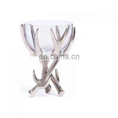 glass bowl with metal fancy silver stand