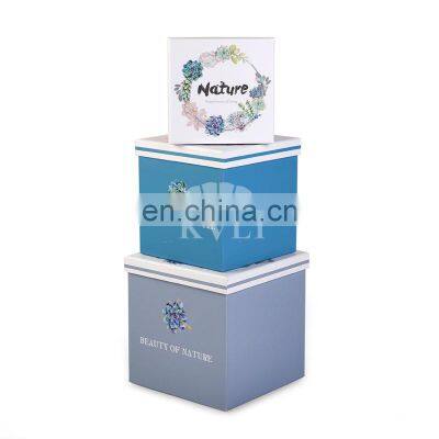 Square gift box custom logo beautiful pattern cardboard packaging box with lid