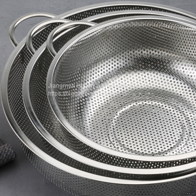 Kitchen Stainless Steel Fruits and Vegetables Washing Strainer Draining Colander Basket Durable Hander & Base Mesh Colanders photo-3