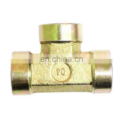 Quality Guaranteed High Pressure Color Zinc Plating Steel Joint Inner Wire Tee Hydraulic Connector