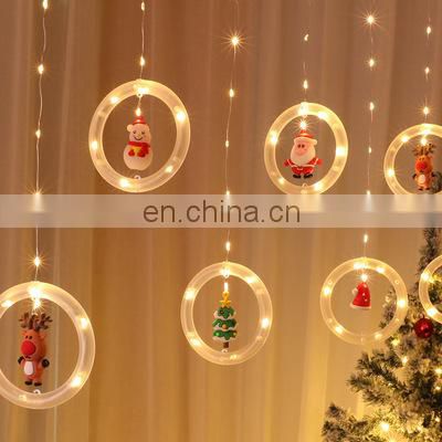 Snowman Elk Santa Claus LED Fairy String Light Garland Christmas Home Decor Curtain Lights Christmas Lighting