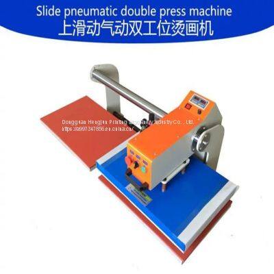 Double position pneumatic hot stamping machine hengjun clothing flat printing machine pneumatic pressing machine small ironing drill