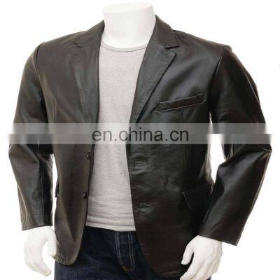 High Quality Tan Leather Fashion Blazer Coat Jackets