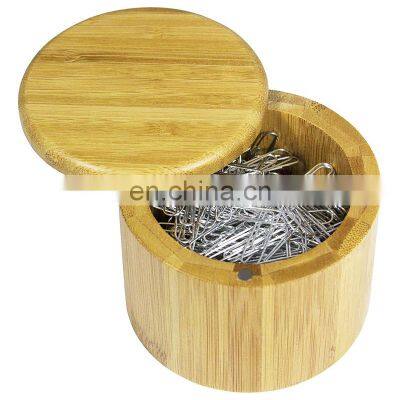Natural Small Round Bamboo Salt Cellar Herb & Spice Pepper Storage Box With Magnetic Swivel Lid Pantry Organizer photo-5