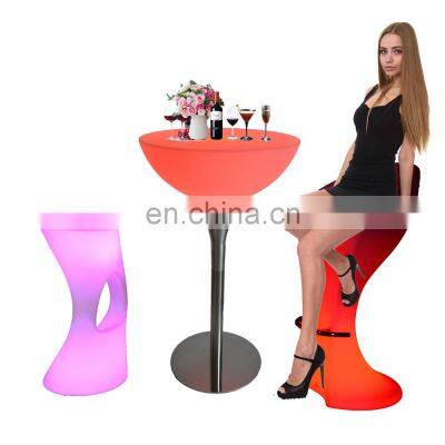 rechargeable luminous outdoor furniture for garden /patio furniture color changing led glowing cocktail table and chair seat