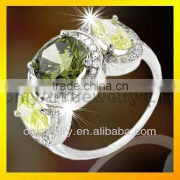 fashion wholesale silver ring jewelry 925 colored cz stone rings with big stone paypal acceptable