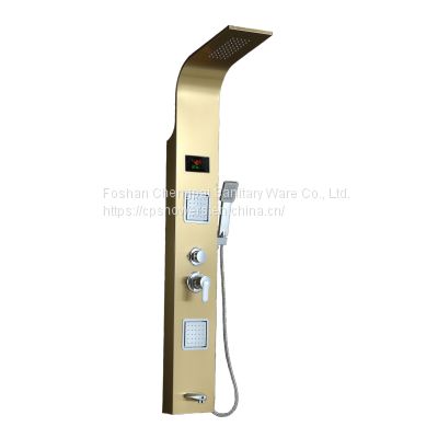 Gold finish Shower panel with body jet hanheld shower head stainless steel sanitary shower system