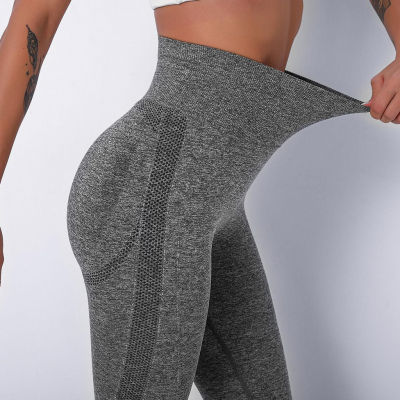 YYBD-0018,wholesale Spot Goods Seamless Hip Tight Height Smiling Face Yoga Pants Running Fitness Pants Women Leggings photo-2