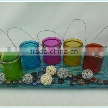 metal string colored hanging tealight
