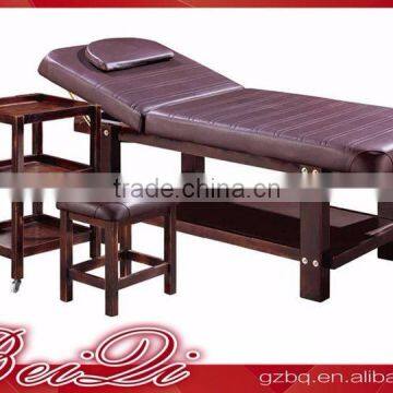 Beiqi 2016 Cheap Beauty Salon Bed Massage Bed & Table with Wood Base Solid Wood Furniture in Guangzhou