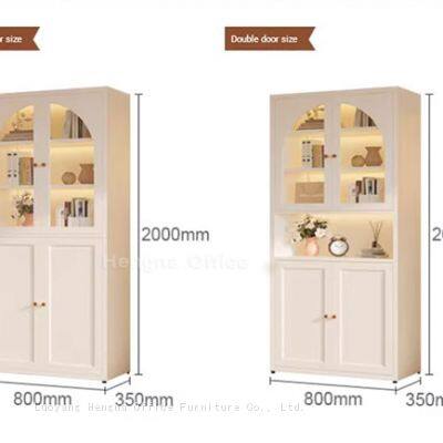 Customizable Metal Arched Office Storage Cabinet, Dust-proof Document Bookcase With Reeded Glass for Professional Workspace photo-3