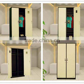 2016 New Arrival Bedroom Closet Sunmica 2 Swing Doors Designs For Wardrobe Cheap Metal Wardrobe Closet photo-4