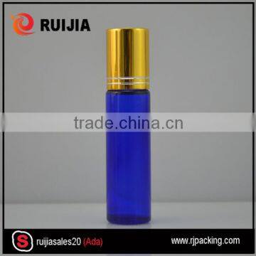 Wholesale empty cosmetic 10ml cobalt blue glass roll on bottle