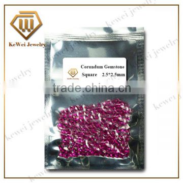 Excellent 2.5mmX2.5mm 5#red square corundum gemstone for sale