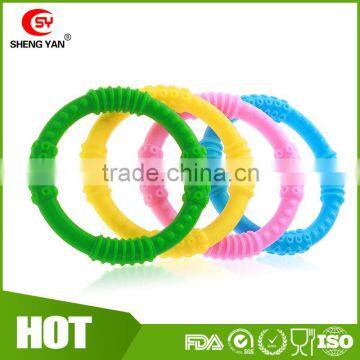 4 Funny Colorful and BPA Free Silicone Sensory Teething Baby Teether Ring Toys,Soothing Pain Relief and Drool Proof Infant Toys photo-2