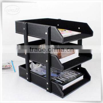 Luxury storage display PU leather magazine holder for office