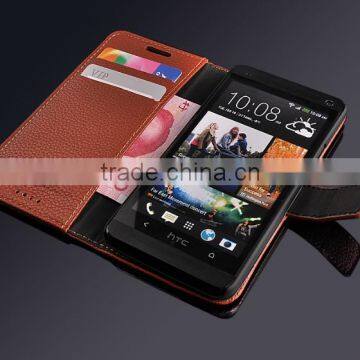 Fashionable Phone Accessory of High Quality PU Leather Stand Card Holders Inside Hand Made Cell Phone Case Bag for HTC One M7 photo-2