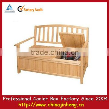 Wooden bench cooler for garden