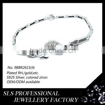 Fantasy jewelry accessories silver bracelets for girls cute fish bracelets with rhodium plated