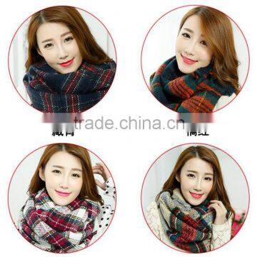 2015 Latest Design Fashion Acrylic Check Plaid Circular Neck Scarf photo-3