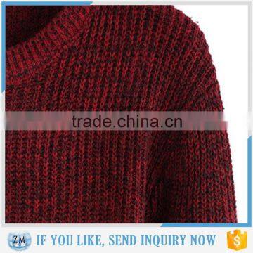 2016 Loose Round Neck Striped Red Sweater photo-3