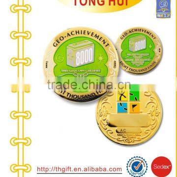 Gold Lacquered colors metal coin badges