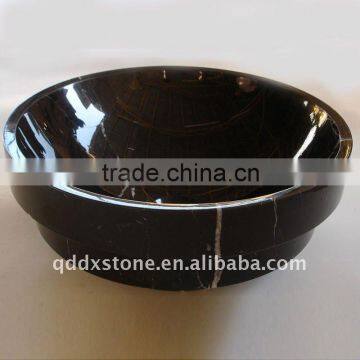 Black Marble Stone Round Basin